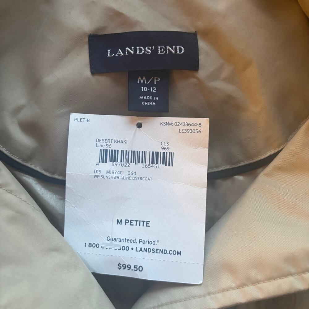 NWT Lands End Women’s Removable Hooded Trench Coat Sz M Petite  - Picture 4 of 7
